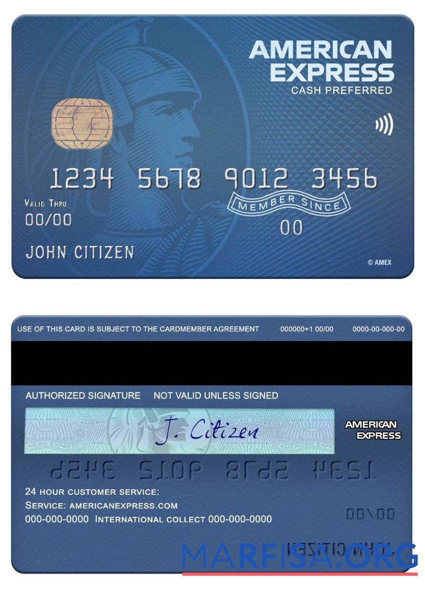 Realistic USA Fifth Third bank amex blue cash preferred card template